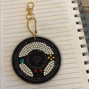 Black and White Beaded Keychain